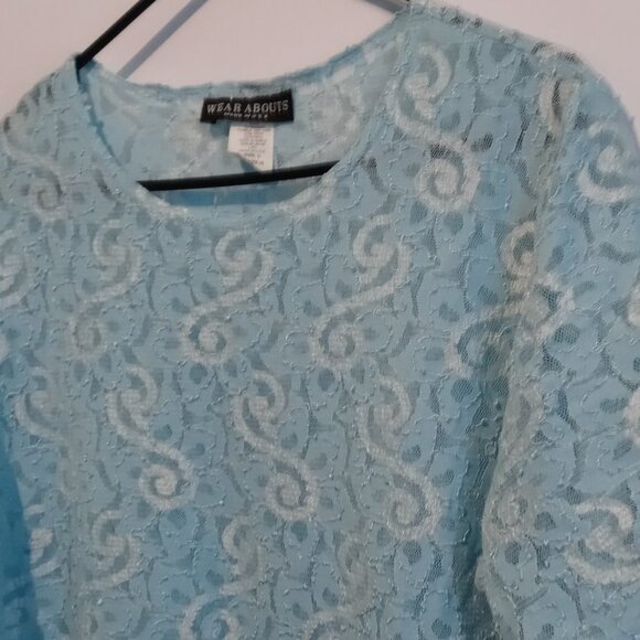 Vintage Women's Wear About Lace Tulle Semi-Sheer Top Size Large - Picture 4 of 7